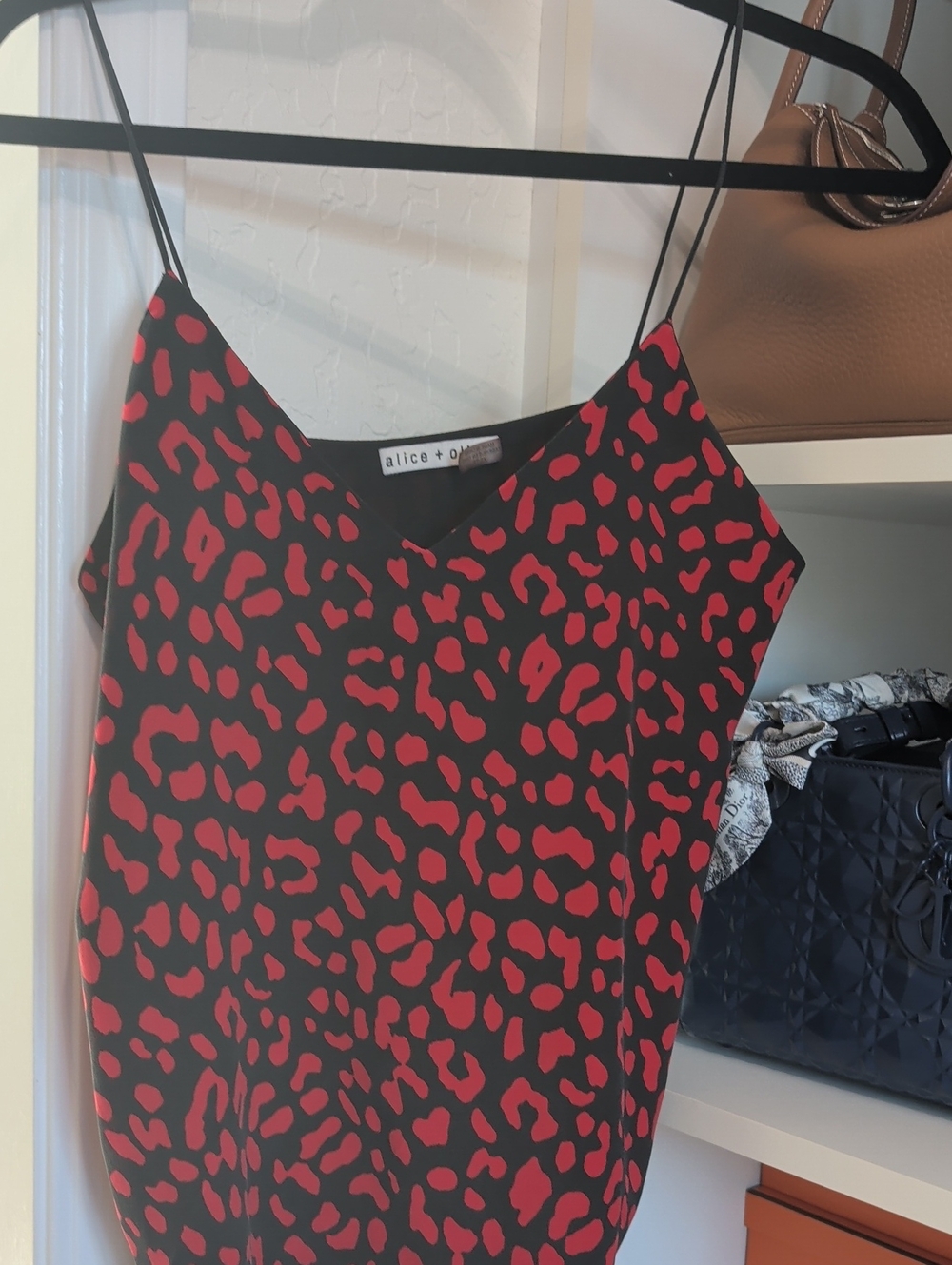 Alice + Olivia Black Dress with Red Leopard Spots